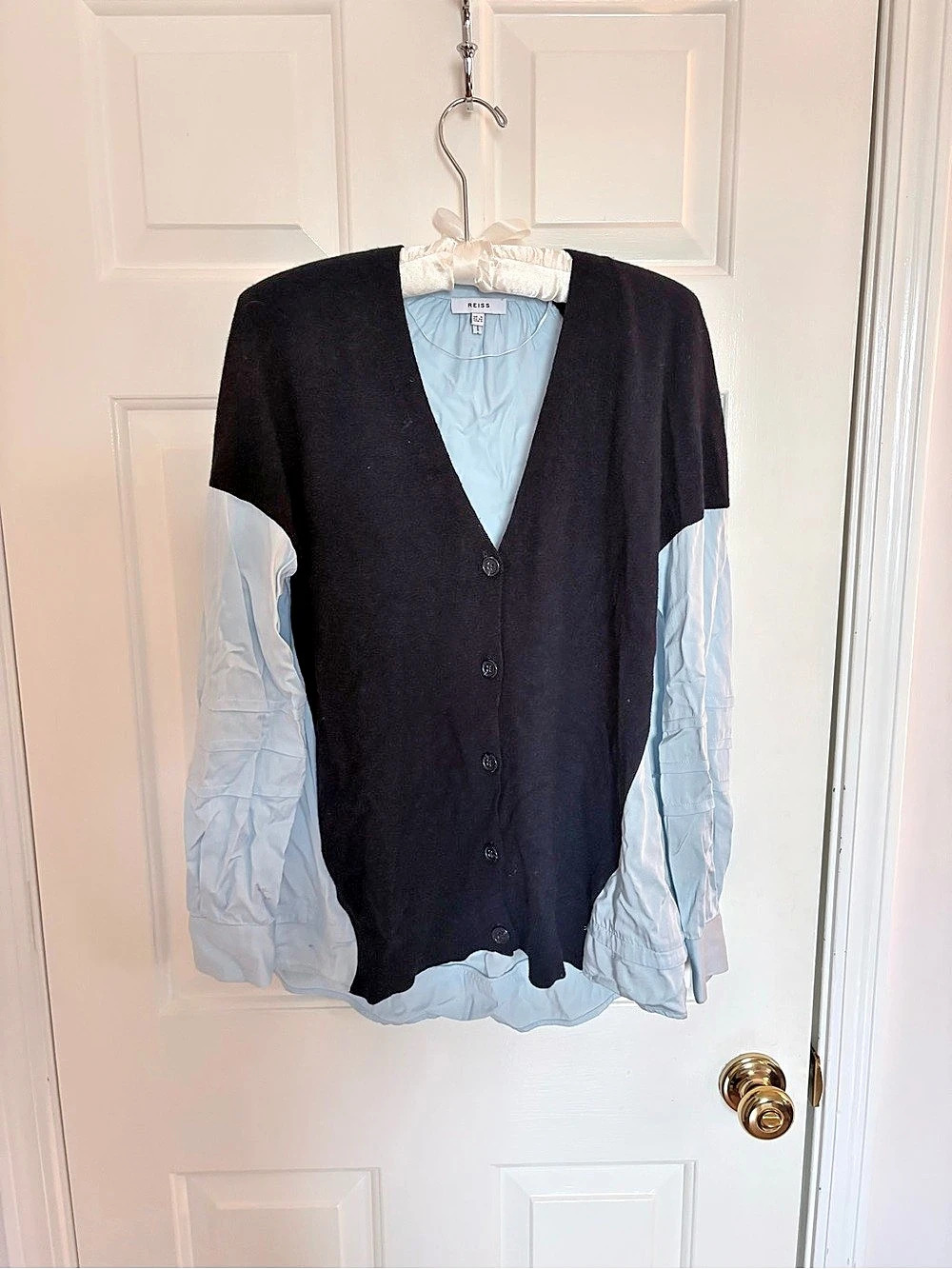Reiss Color Block Relaxed Cardigan Shirt - Small